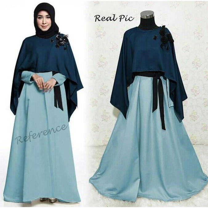 BARU Promo Murah Gamis Syar i Shinta Navy Balotelli Maxi Busui Outer Cute
