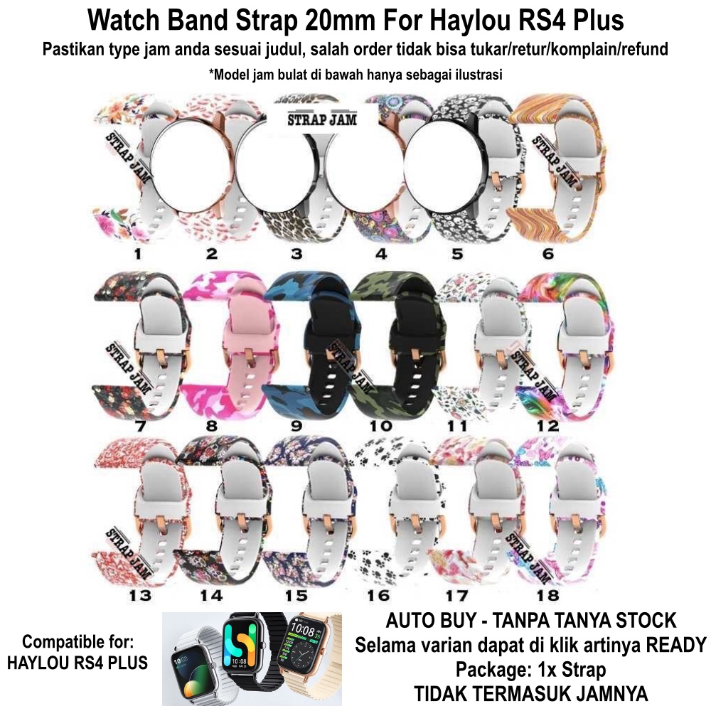 Tali Jam Smartwatch Haylou RS4 Plus - Strap 20mm Silikon Motif Cantik Wanita