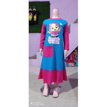 GAMIS KAOS ANAK M MUSLIMAH BAHAN KAOS COTTON USIA 1-8 TAHUN / DRESS ANAK PEREMPUAN