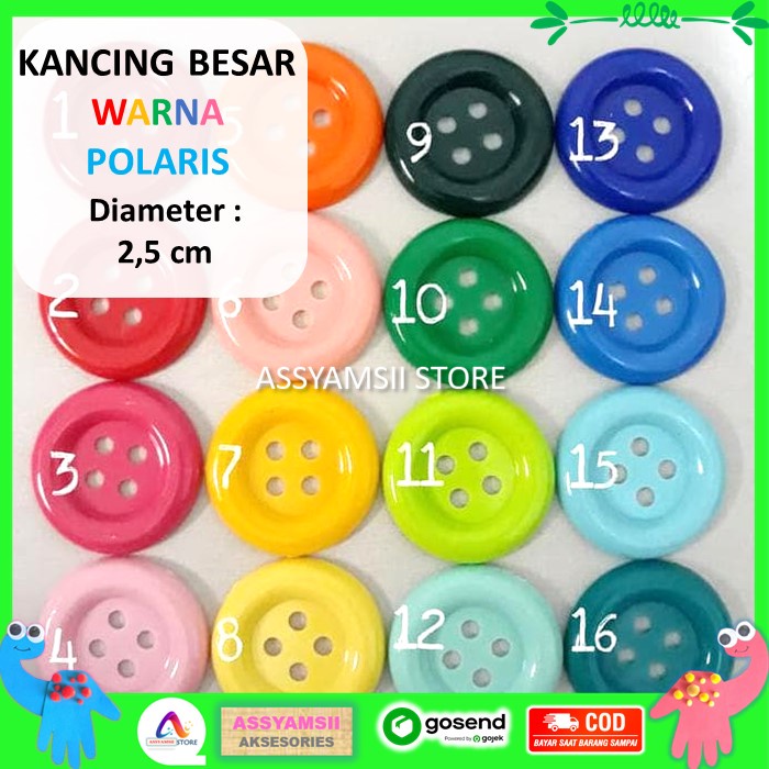 Kancing IJF Besar Warna 2,5 CM Baju Konektor Bros scrap book Tas Dompet homemade Aksesoris [1 LUSIN]