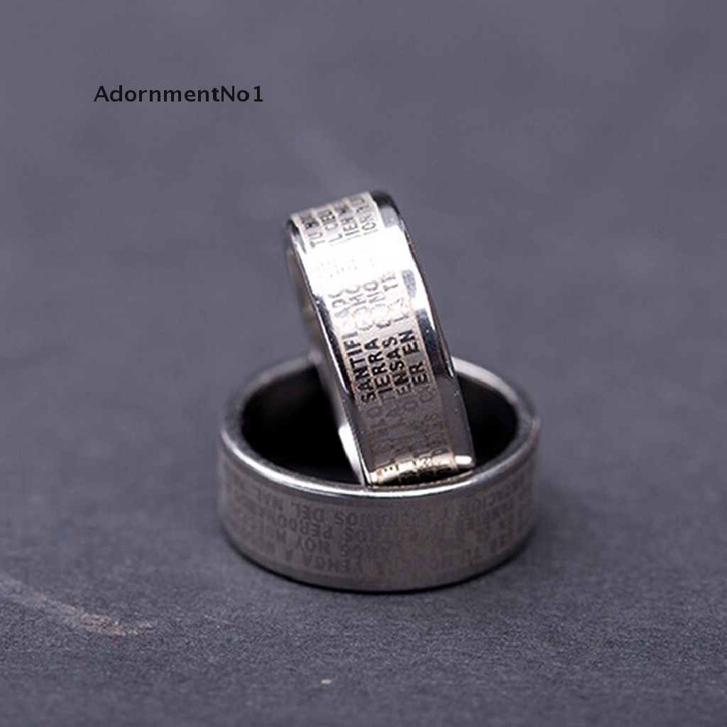 (AdornmentNo1) 1pc Cincin Titanium steel Motif Tulisan Alkitab Untuk Pria / Wanita