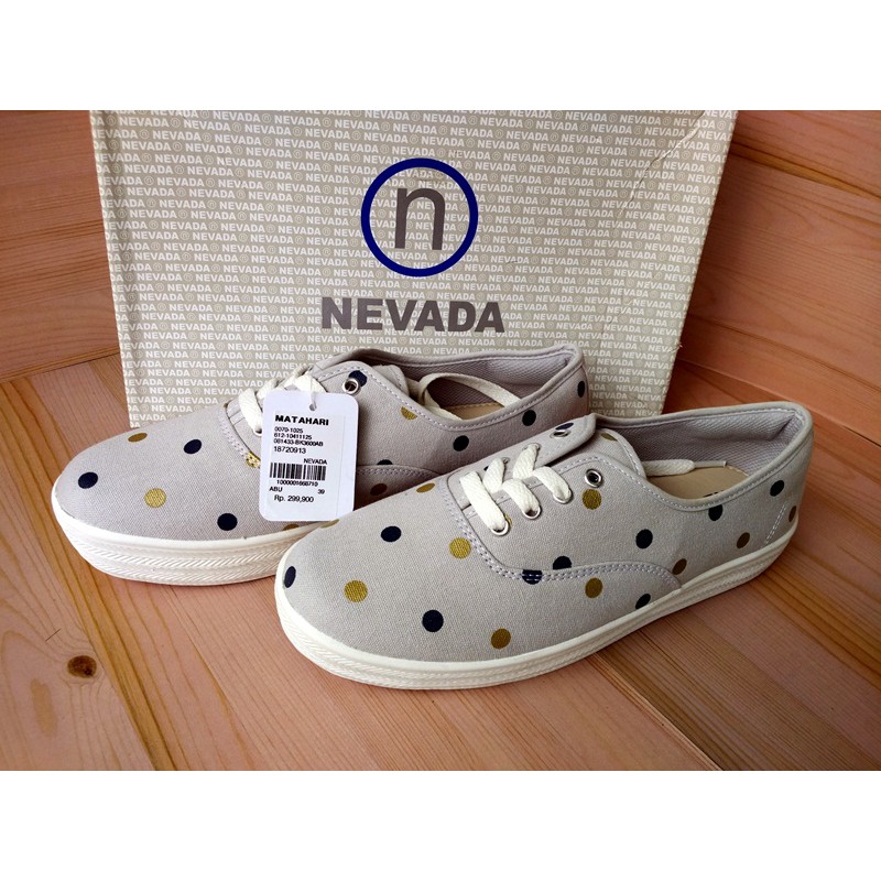 NEVADA BK3600AB Sepatu Flat Kanvas Wanita Sneakers Polkadot Original Matahari