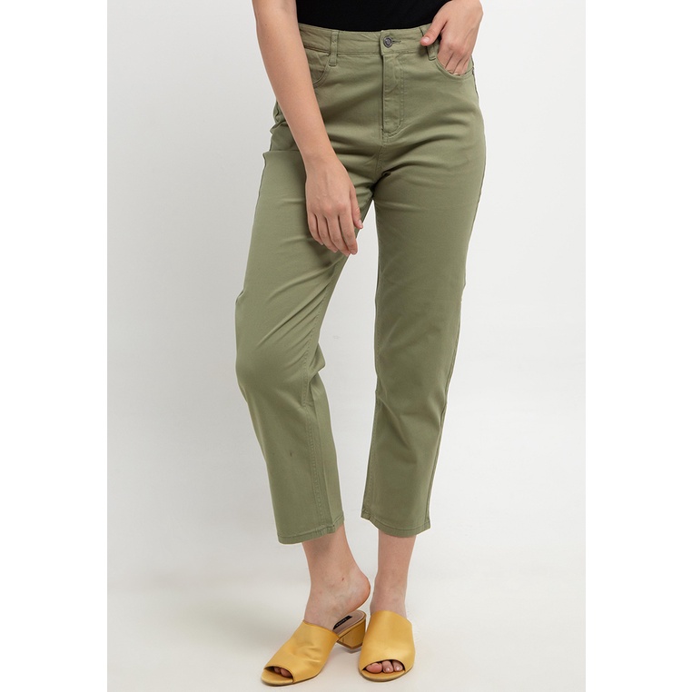 Giordano Straight Denim - Celana Panjang Wanita - Oil Green