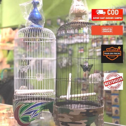 SANGKAR KANDANG BULAT BESI UKURAN TANGGUNG UNTUK BURUNG PLECI MOTIF