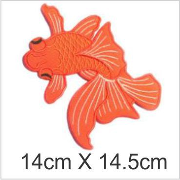 Emblem Badge Bordir Ikan Mas ukurannya : 14cm X 14.5cm