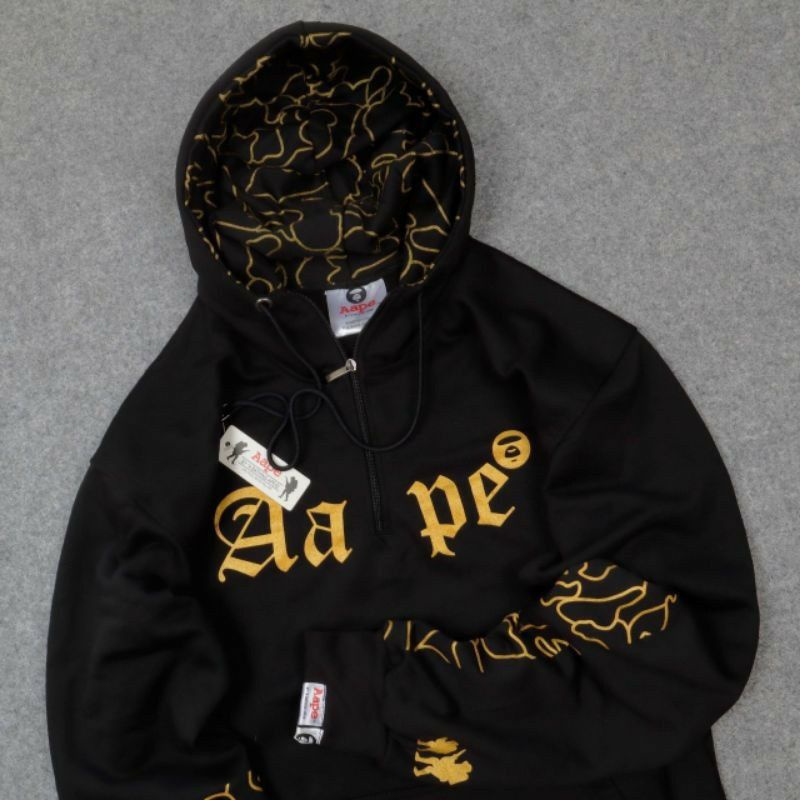hoodie sweater abating bape x aap batik gold