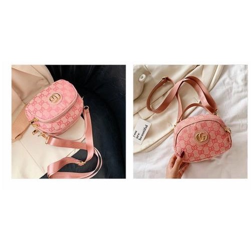 BJ61232 (TALI POLOS CEK VIDEO) - BROWN/PINK - TAS WANITA FASHION IMPORT MODIS ELEGAN TERMURAH TERLARIS TERBARU BAGSTORE JAKARTA TAS BATAM ZC1232