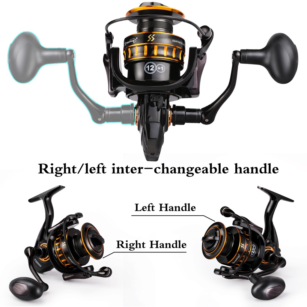 Sougayilang 1000-5000 Series Spinning Fishing Reel dengan Gratis Spool Cup 12 + 1BB Max Drag 30KG Super Strong Fishing Reel