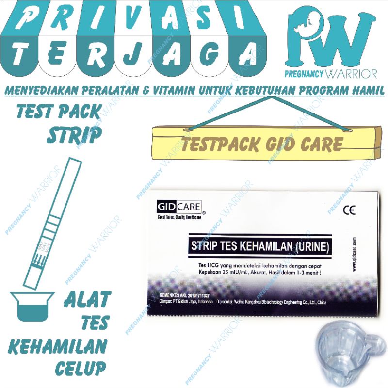 testpack / test pack / tespek / tes kehamilan GID CARE + bonus wadah urine / cek hamil / promil