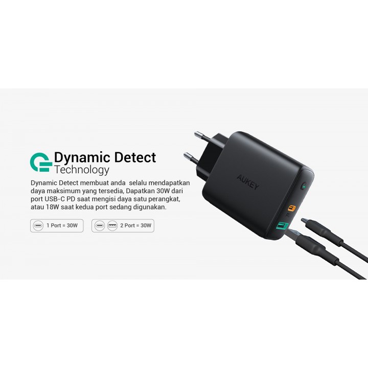 609 AUKEY PA-D1 - Dual Charging Port 30W Wall Charger with Dynamic Detect