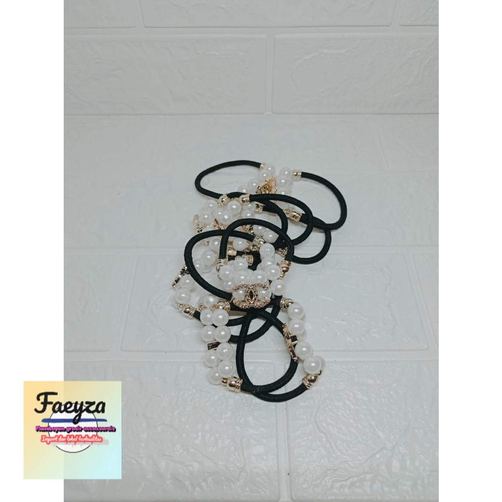 grosir ikat rambut 12 pcs mote chanel