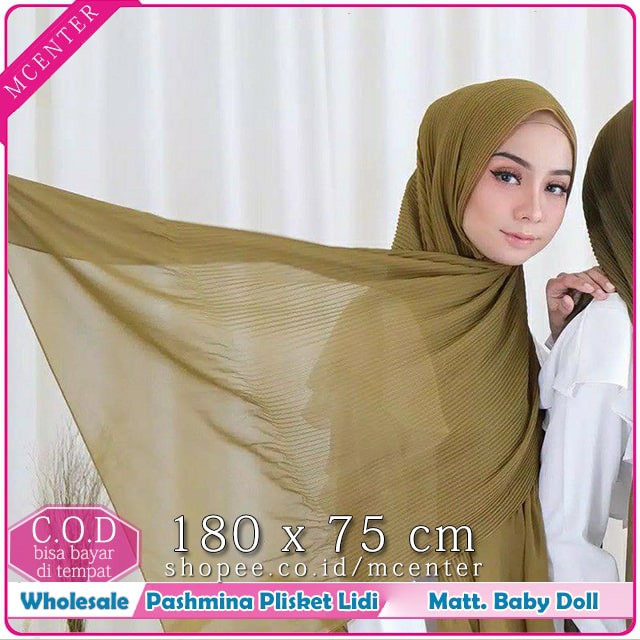 Pashmina Plisket Lidi 180 x 75 cm Pasmina Pleated Premium 2 Sisi Ruffle Matt Ceruti Baby Doll