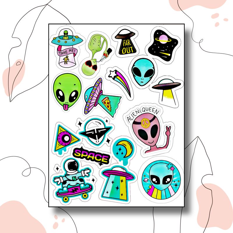 

Sticker Tumbler, Laptop, Case HP, Notebook Unik & Lucu Alien