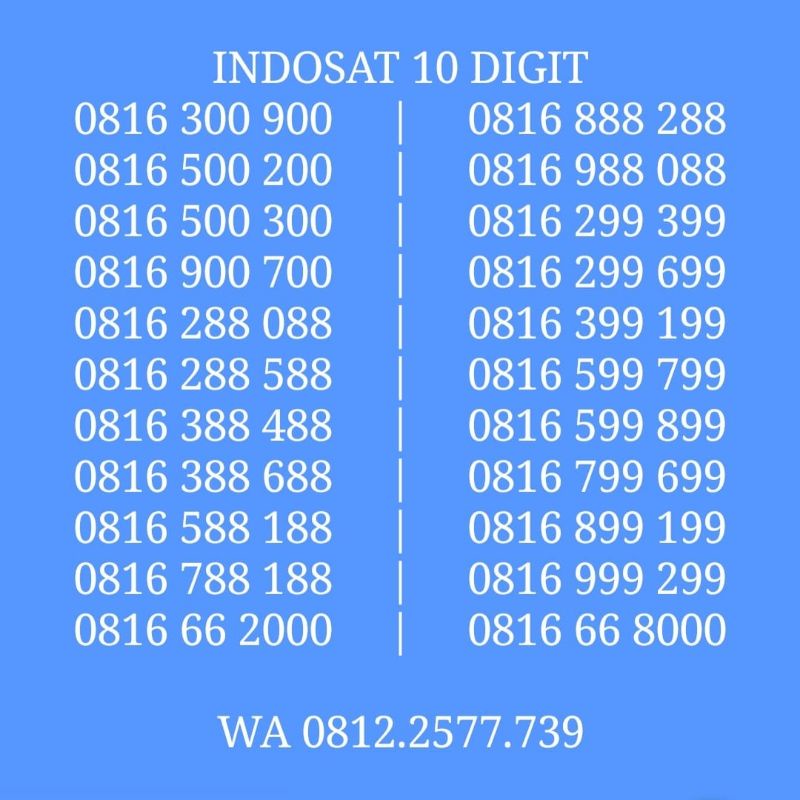 Nomor Cantik INDOSAT 10 Digit - Bisa Request - Kartu Halo - XL - 10 / 11 / 12 Digit