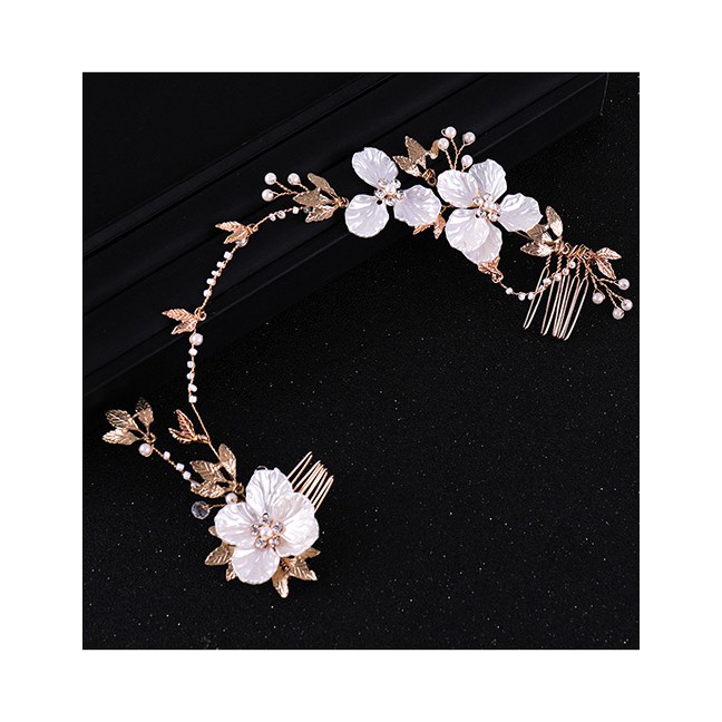 LRC Aksesoris Rambut Fashion Gold Color Flower Shape Decorated Hair Accessories E89085