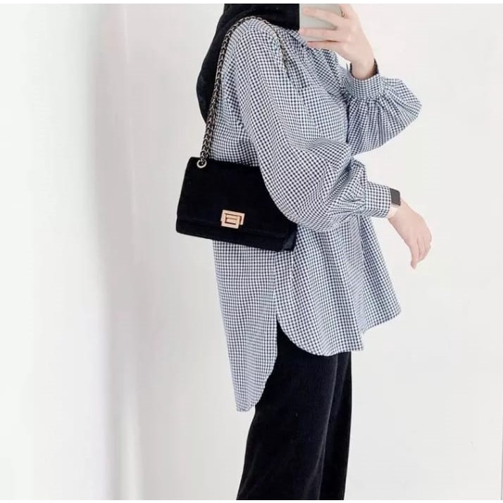 Ziva blouse/Kemeja wanita kekinian/kemeja wanita kotak-kotak/Korean Style/atasan wanita terbaru/atasan wanita termurah/OOTD-1