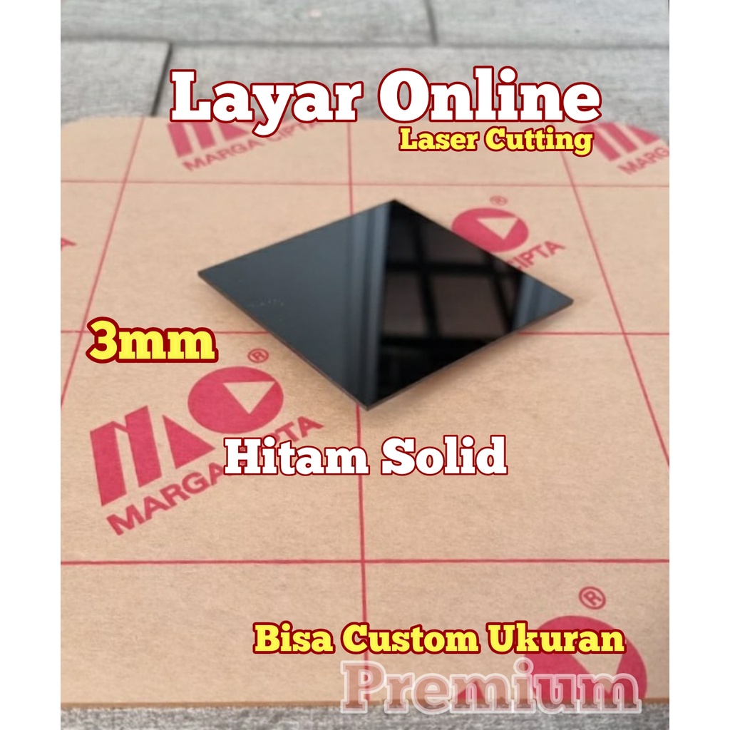 Premium Acrylic Laser Cutting 3mm 10x55cm Akrilik Hitam Solid 55x10cm Potongan