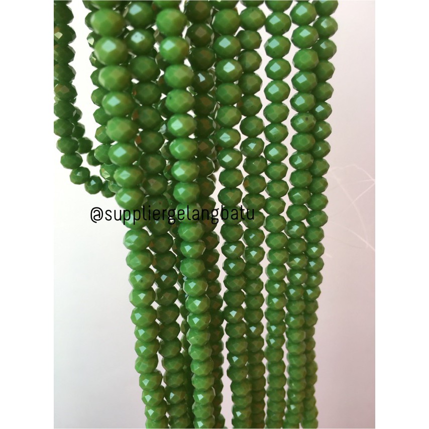 Crystal Ceko Doff 6mm GREEN HIJAU Bahan Gelang Kalung Craft DIY Craft aksesoris supplier grosir