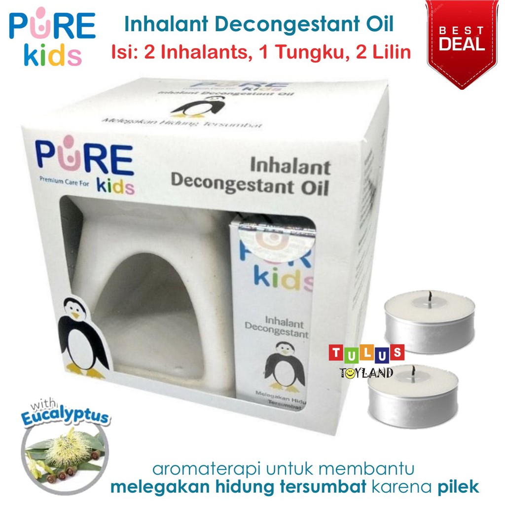 Paket Tungku Lilin Pure Kids Inhalant Decongestant Oil PureKids Aromaterapi Pilek Flu Anak PureBB