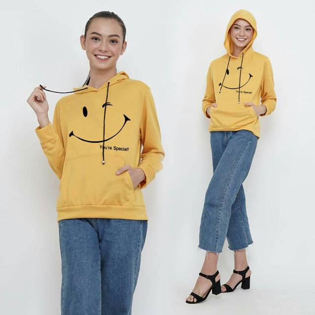 Sweater Hoodie Wanita SMILE / Sweater Hoodie Korean Style / Sweater Terbaru 2021 / Sweater Teb