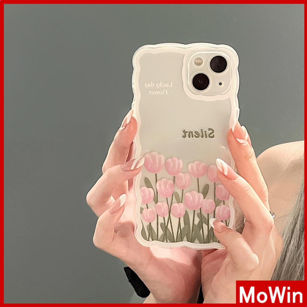 iPhone Case Silicone Soft Case Clear Case Wave Airbag Shockproof Camera Cover Protection Pink Flower Compatible For iPhone 11 iPhone 13 Pro Max iPhone 12 Pro Max iPhone 7 Plus xr