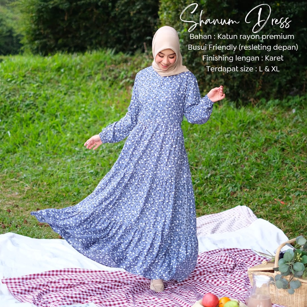 New - Gamis Dewasa Jumbo/Homey Dress Shanum-Bahan Katun Rayon Premium Motif Flower-Busana Muslimah Dewasa