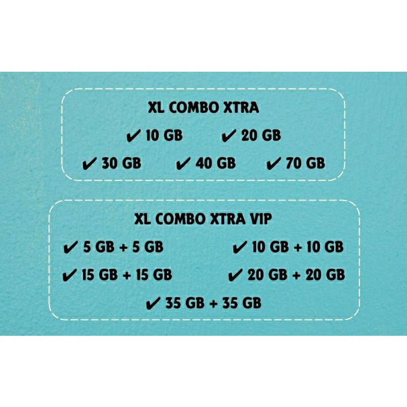 XL PAKET DATA INTERNET COMBO XTRA VIP 10 GB 20 GB 30 GB 40 GB 70 GB 5 GB 35 GB