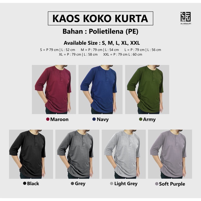 Kurta Pakistan bahan Kaos Lengan 3/4 Baju Koko Dewasa
