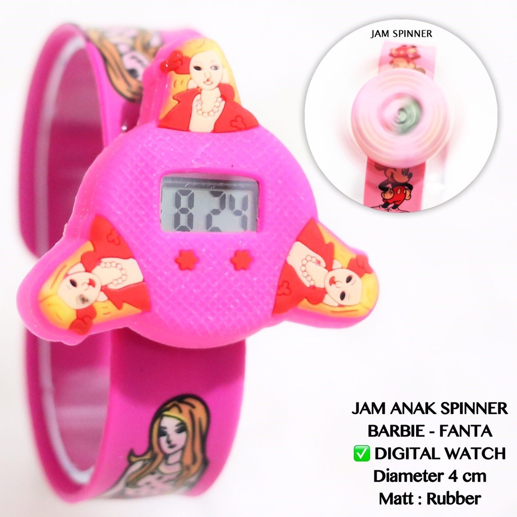 Jam tangan spinner anak wanita barbie frozen hellokitty sonia sally grosir spiderman JA