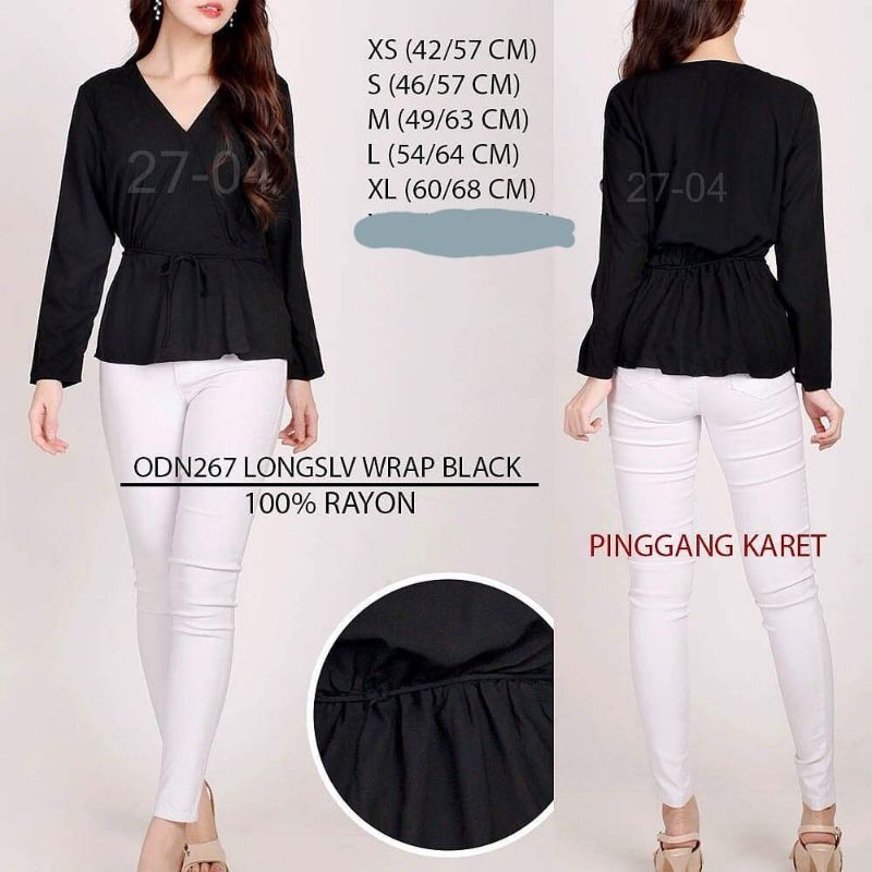 Old Navy ODN267 longsleeve wrap black blouse