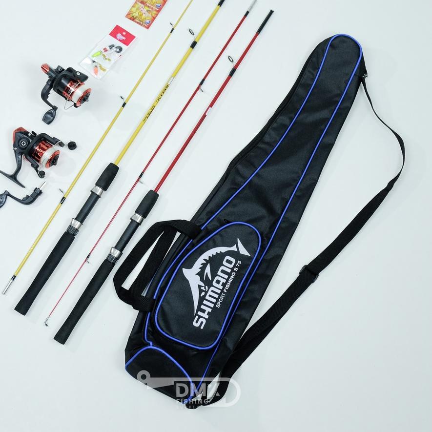 Trend 2 Full Set Alat Pancing Joran Sambung 120-150 Cm Tas Shimano Reel 5BB Lengkap Isi 2 Set Pancin