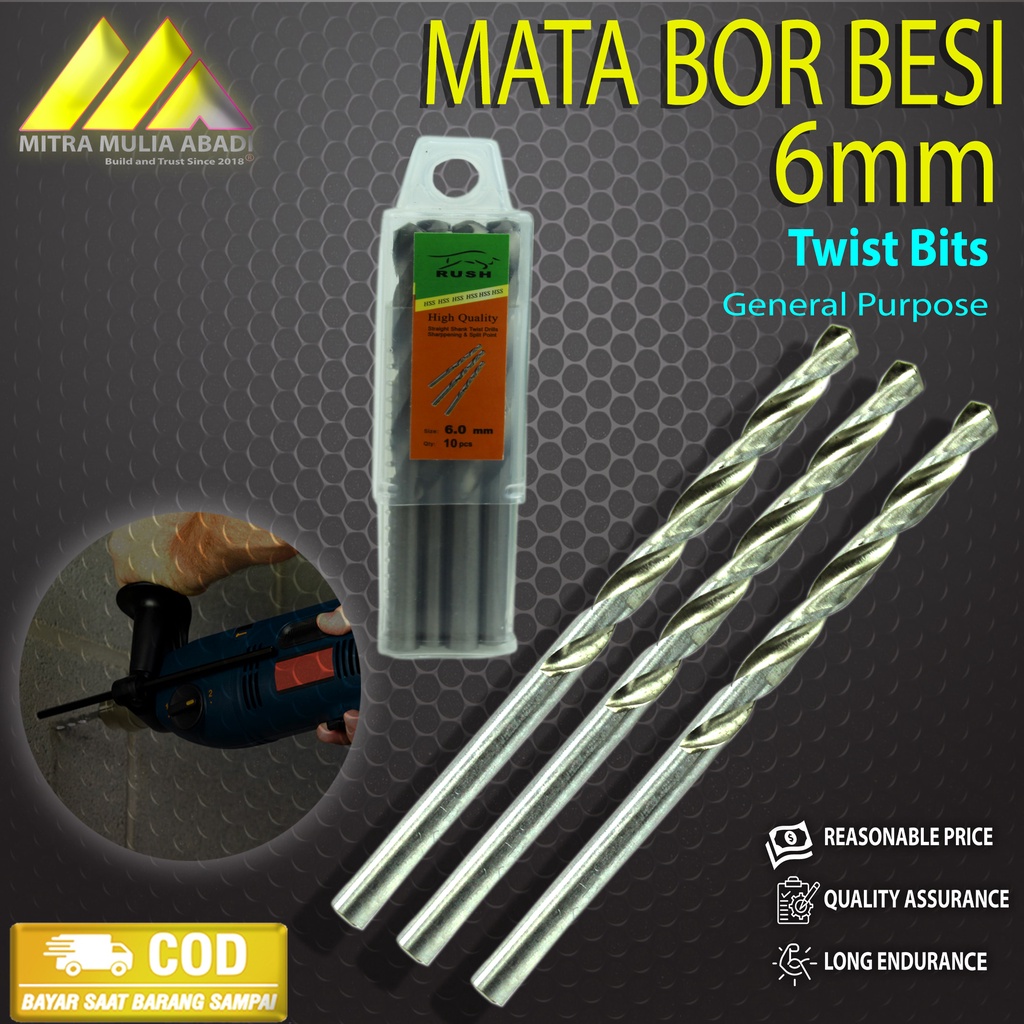 MATA BOR BESI 6mm SILVER TWIST DRILL BITS