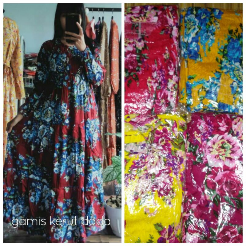 Gamis Bali Rayon Kerut Dada