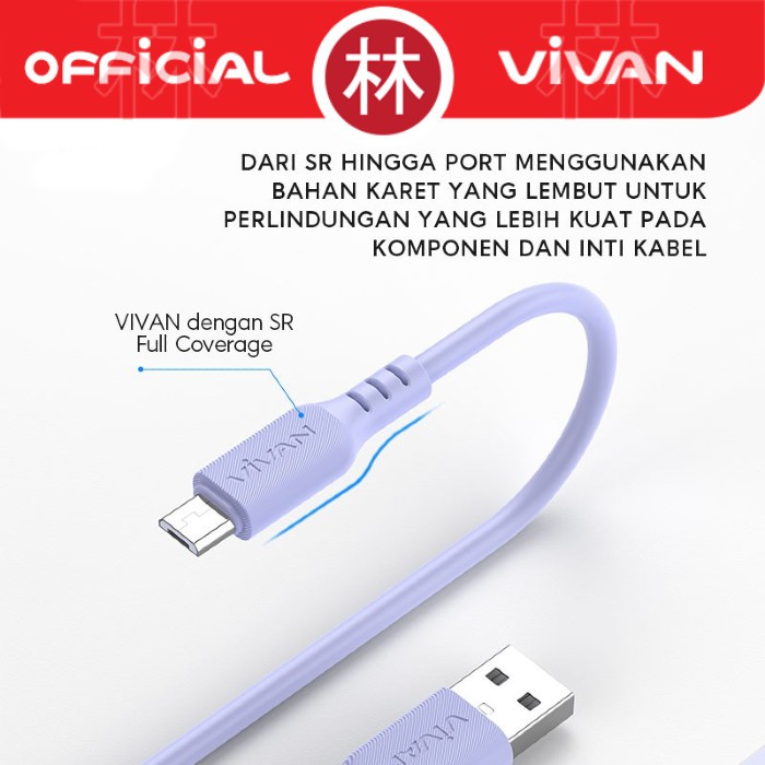 Vivan VSM100 Data Cable Micro USB 2.4A Quick Charging 1m