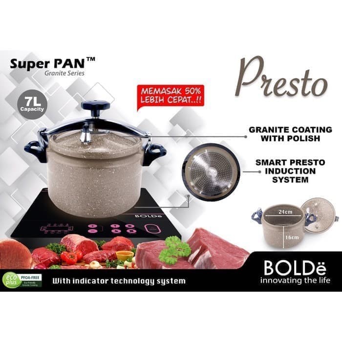 Presto cooker Super Pan BOLDe 7L granite coating  panci presto 7 liter