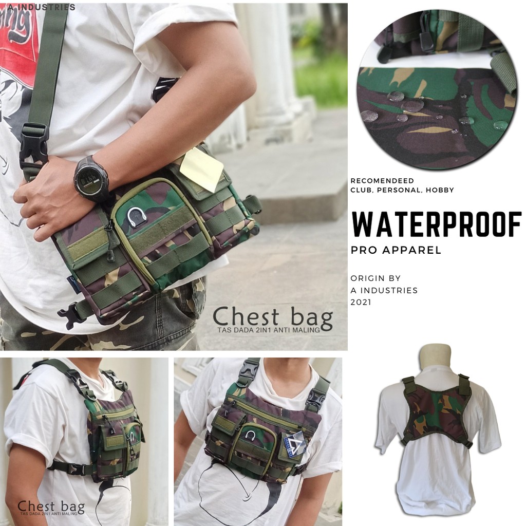 Rompi Berburu Model Tas Dada Army Loreng Camo Multicam Vest Waterproof Anti Air