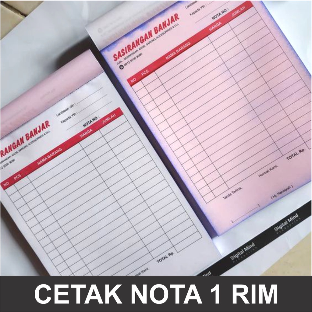 Nota NCR 1 Rim 1 Ply 2 Ply Kertas karbon tembus jelas