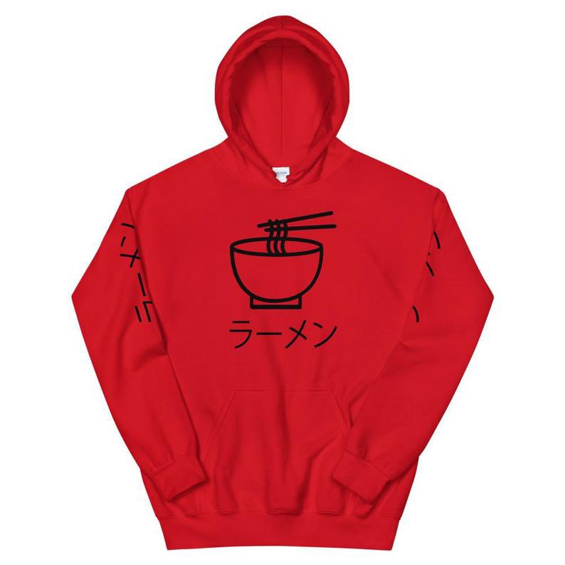 Hoodie Ramen Line Art Japan Kanji Premium Quality Cotton Fleece