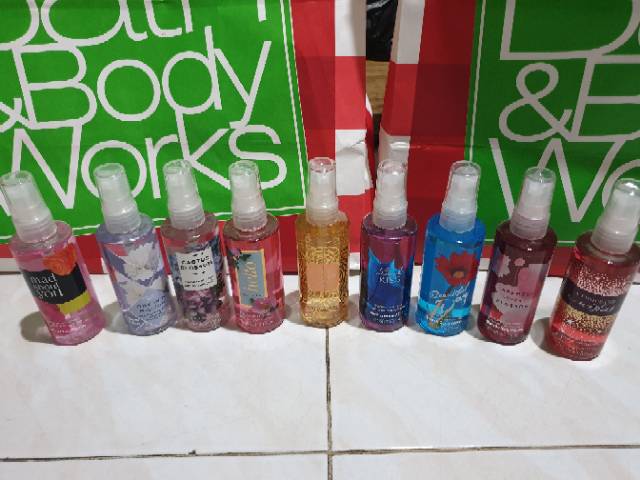 Fragrance body mist bath body works travel size 88ml ready stock jaminan original