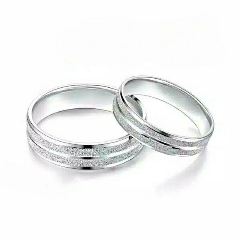 Fourfashion Cincin Pasir motif 2 Garis SILVER