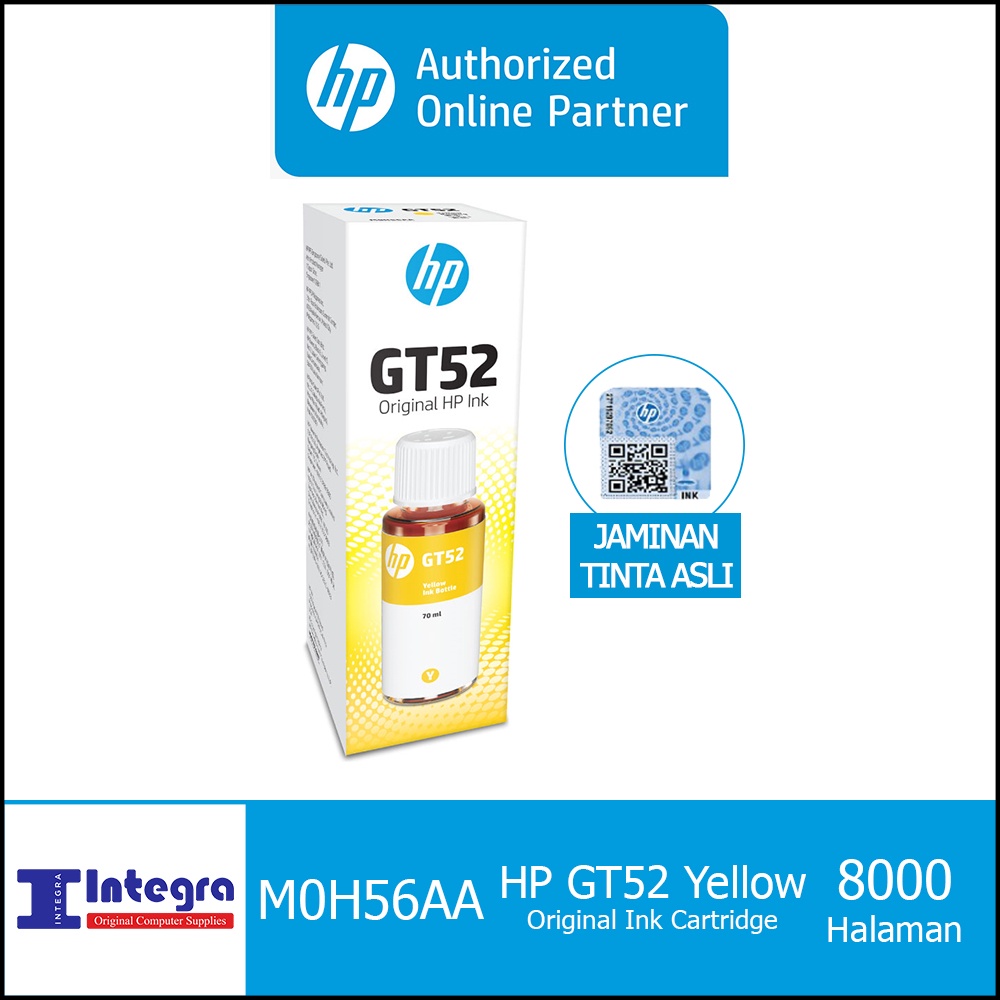 Tinta HP GT 52 Yellow Original Ink Bottle - M0H56AA HP Ink tank 115 315 415 Smart Tank 210 500 515 520 525 580 585 615 670 720 750