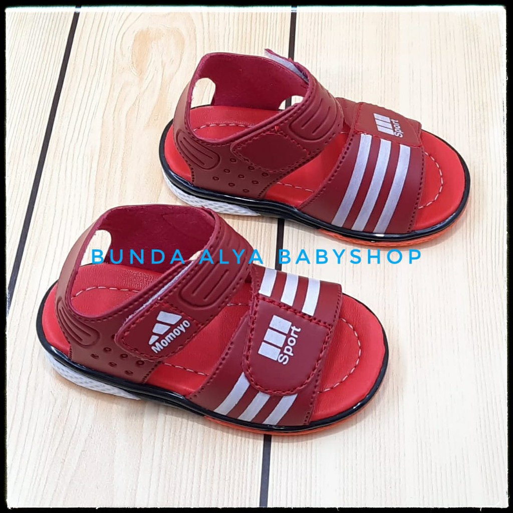 Sendal Anak Laki Laki Usia 6 - 12 Bulan Karet MERAH - Sepatu Sandal Gunung Anak Cowok Balita Anti Licin Size 22 - 24 Alas Karet