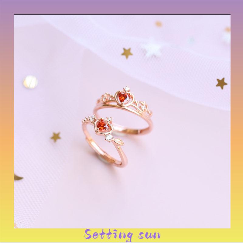 Ready Stock Ring Adjustable Disney Princess Ring 925 Silver Open Crown Ring Version Korea TN