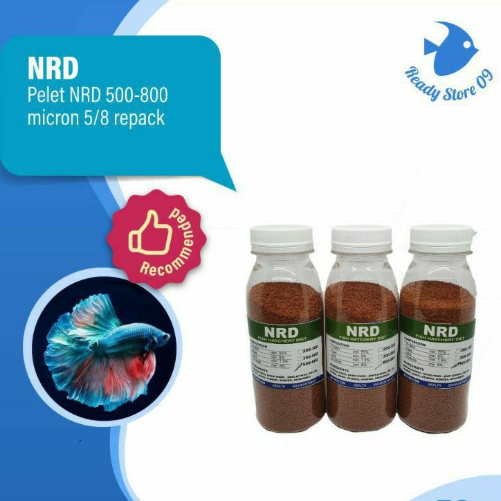 Pelet NRd 5/8 pakan guppy, cupang, ikan hias. 40gram