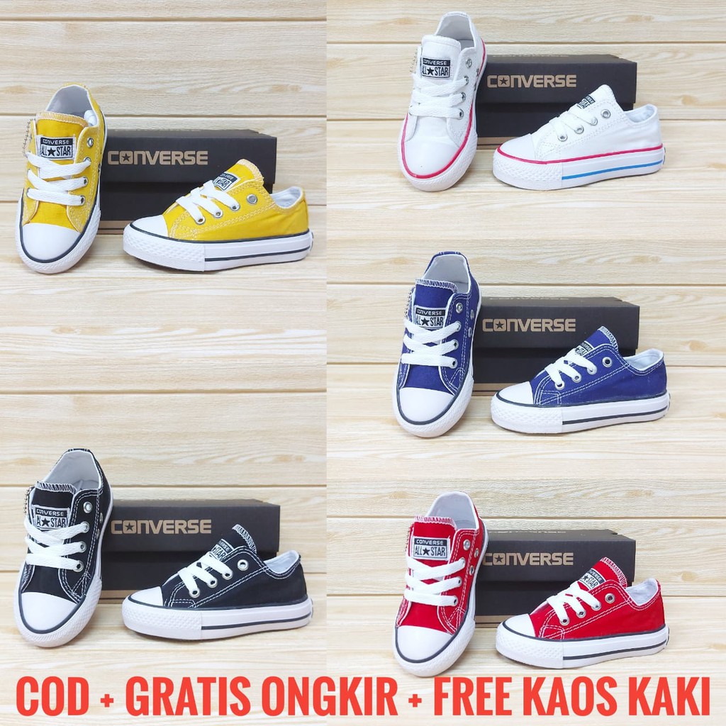 SUPPLIER SEPATU ANAK LAKI LAKI | SEPATU ANAK PEREMPUAN | SEPATU ANAK CONV3RS3 4LL ST4R PENDEK TALI SIZE 21-35 SEPATU SEKOLAH TK/SD