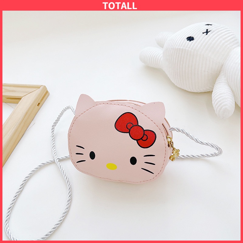 COD Tas Anak Hello Kitty Yang Indah Anak Perempuan Kartun Lucu Tas Bahu Fashion Mini Messenger Bag PU Tas Kecil-Totall