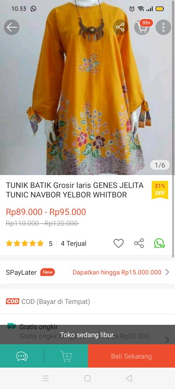 Tunik Batik Grosir Laris Genes Jelita Tunic Navbor Yelbor Whitbor Creambor 0078