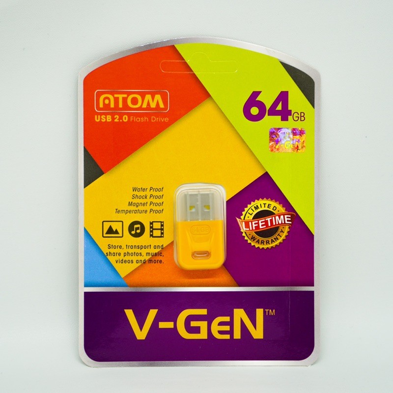 USB 64GB 2.0 V-GeN ATOM Flash Disk Vgen Flash Drive Original 64 GB