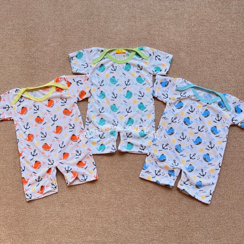 Baju Bayi Jumper Pendek / Romper Motif Utari Usia 0 - 6 Bulan