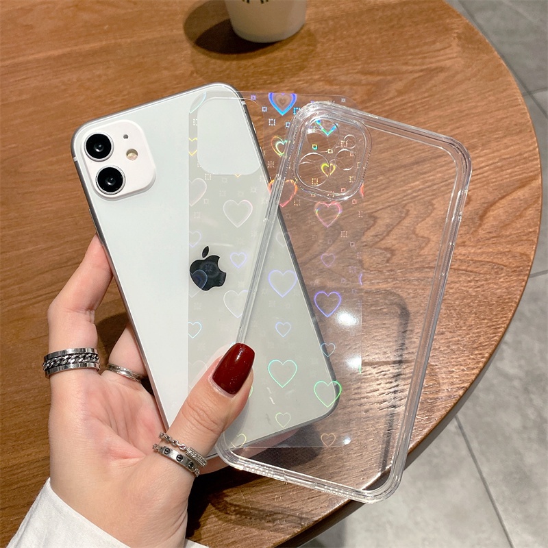 Gradient love case iphone 13 12 11 pro max X/Xs max XR 7/8plus transparent all-inclusive protection casing iphone